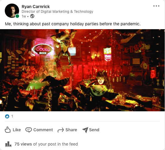LinkedIn past christmas parties before covid-19