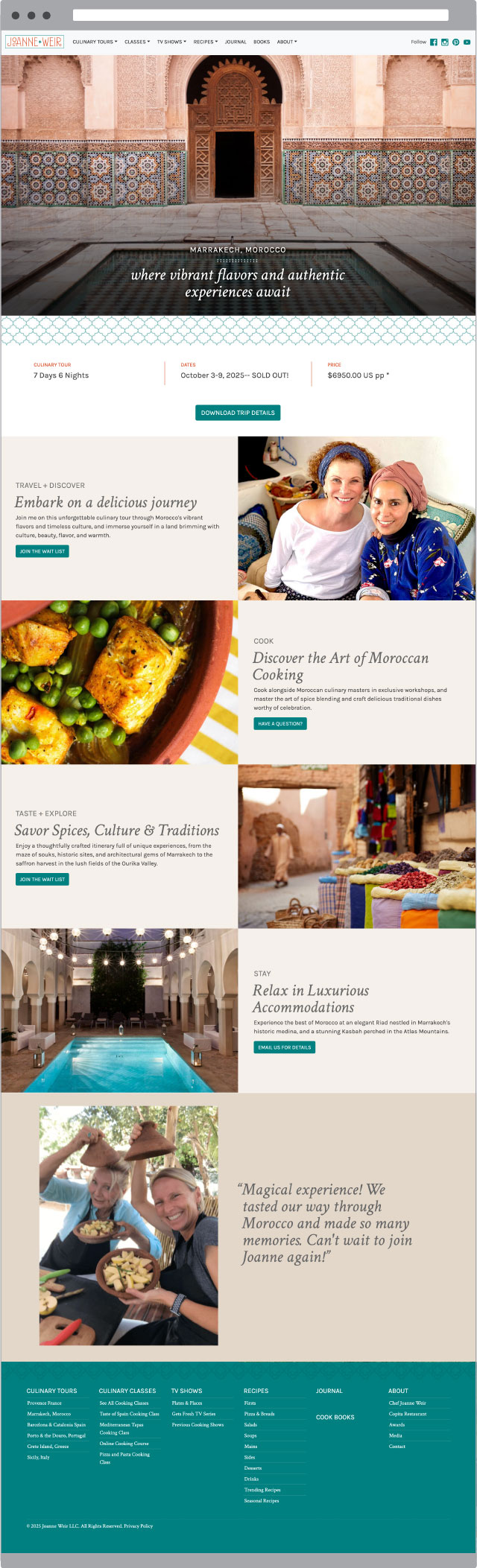 Joanne Weir Website Design International Culinary Tour