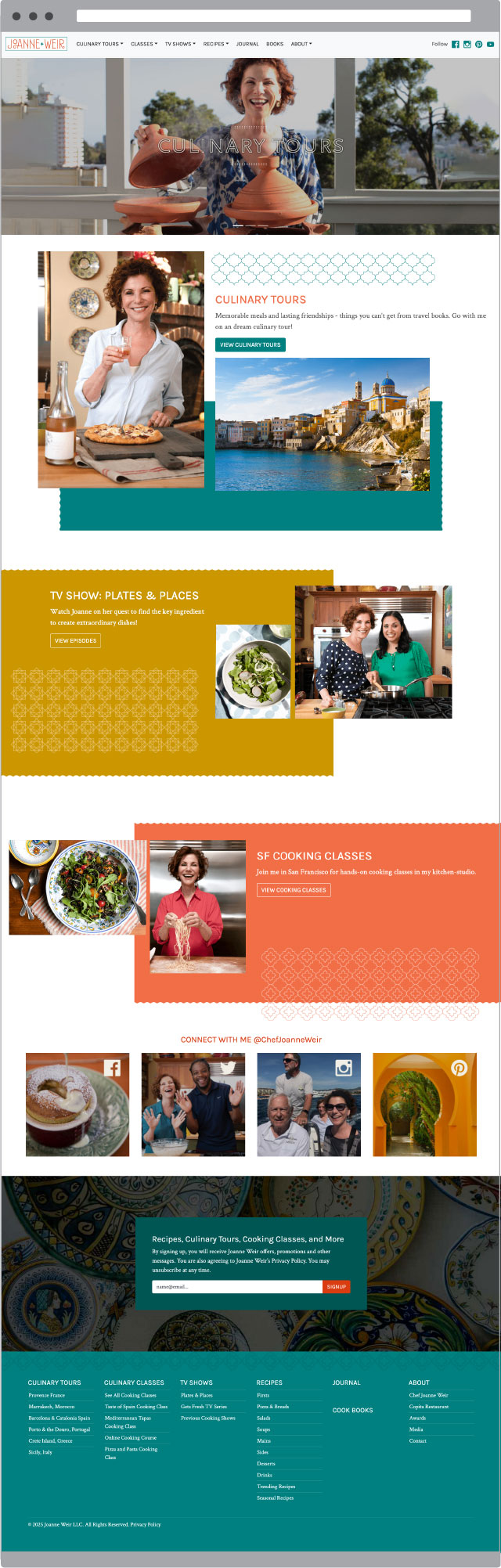 Joanne Weir Website Design Home Page