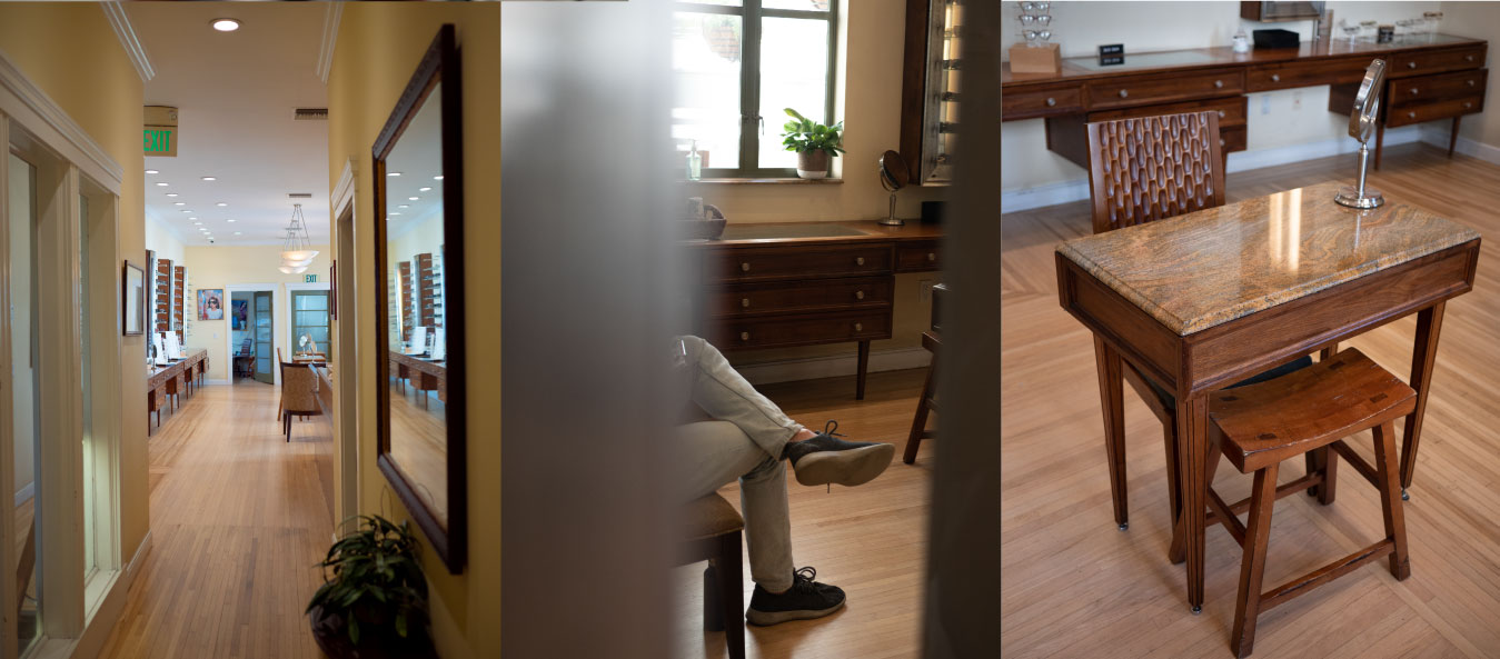 hallway with person waiting to be seen for an eye exam